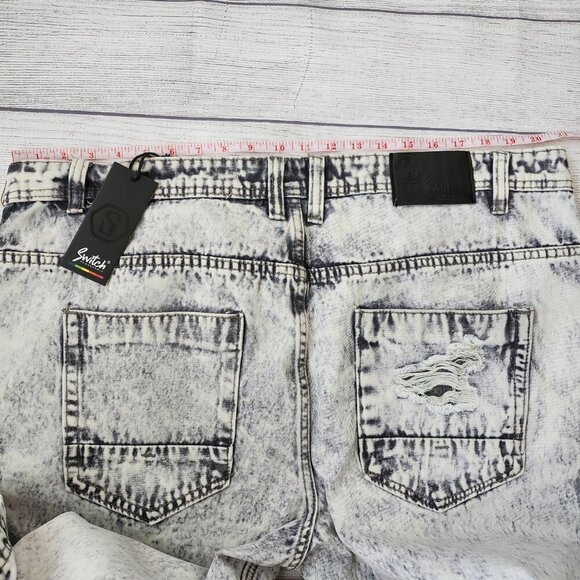 Men’s Distressed Gray Denim Shorts With Pink Paint Splatter Big and Tall - Picture 13 of 14
